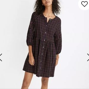 Madewell Plaid Flannel Raglan Button-Front Shirtdress size 8